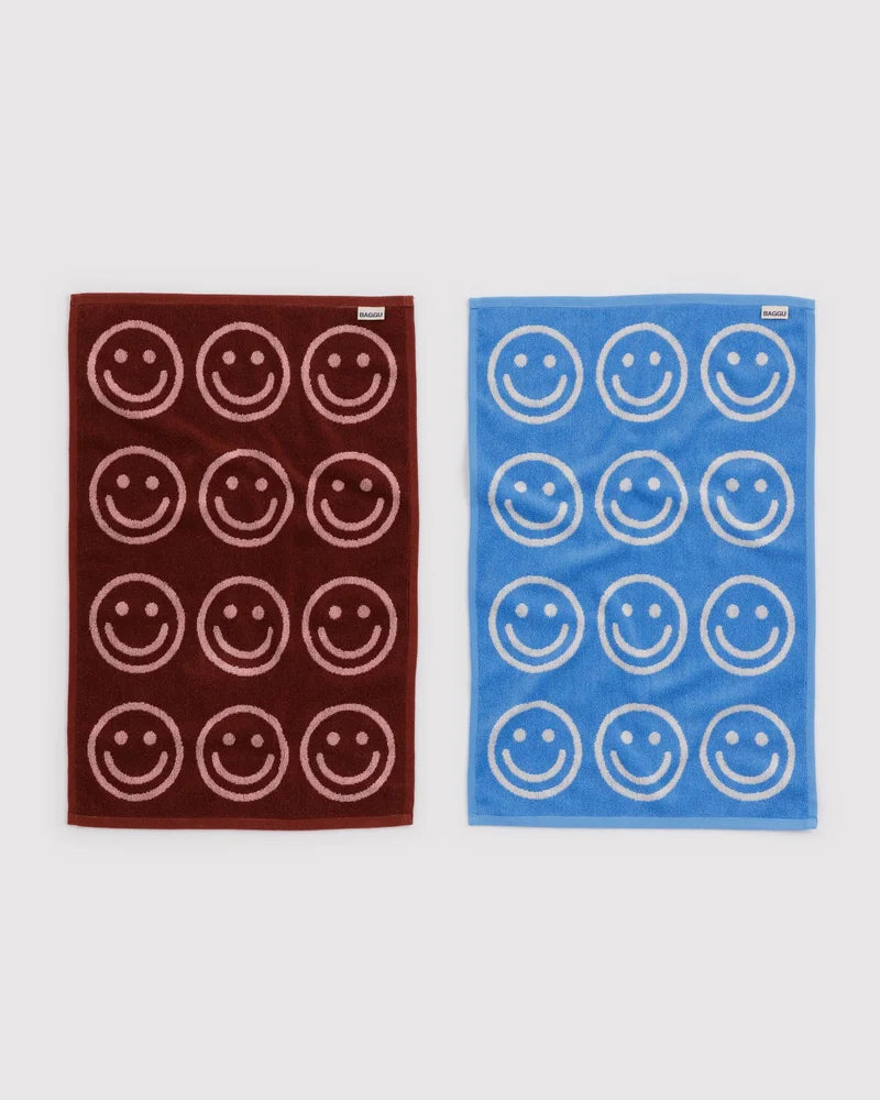 BAGGU - Hand Towel Set of 2 - Sky Blue and Blush Happy