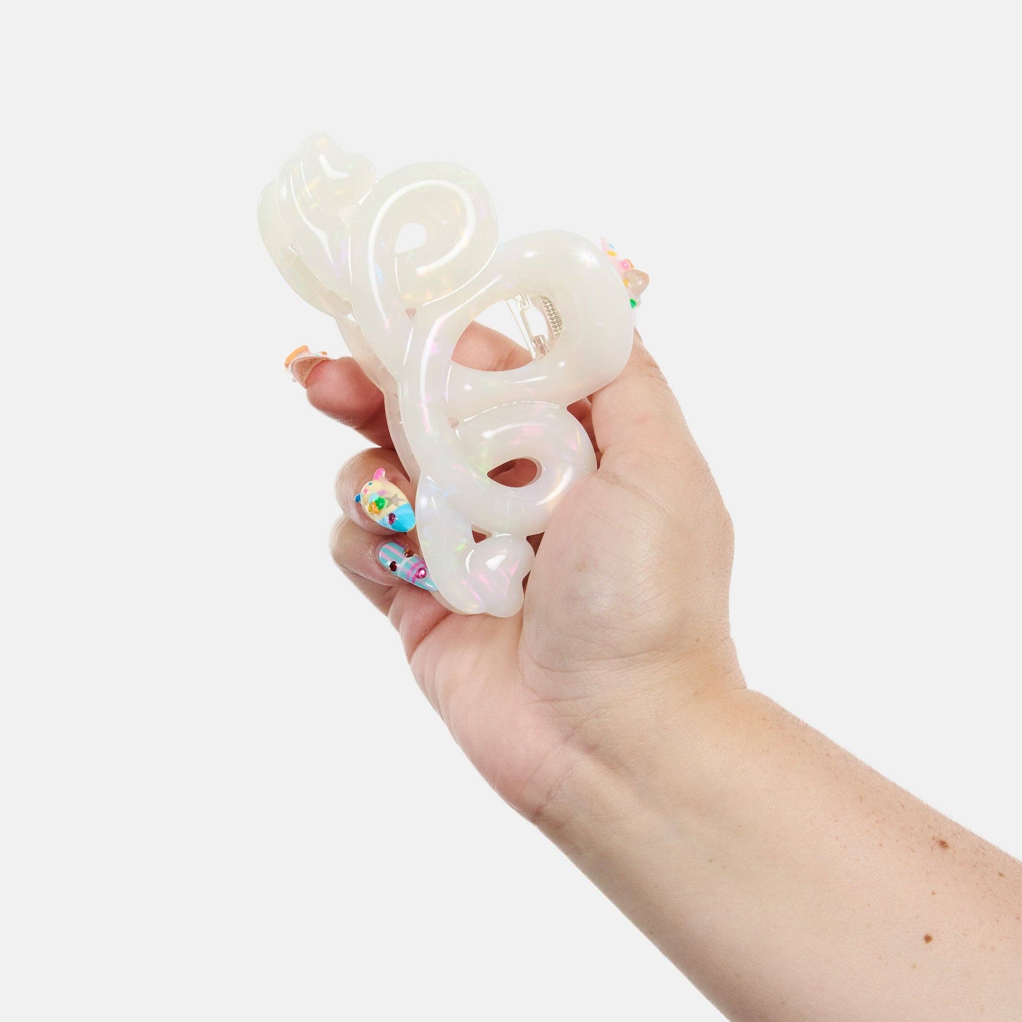 CHUNKS - Large Heart Loop Claw in Opal