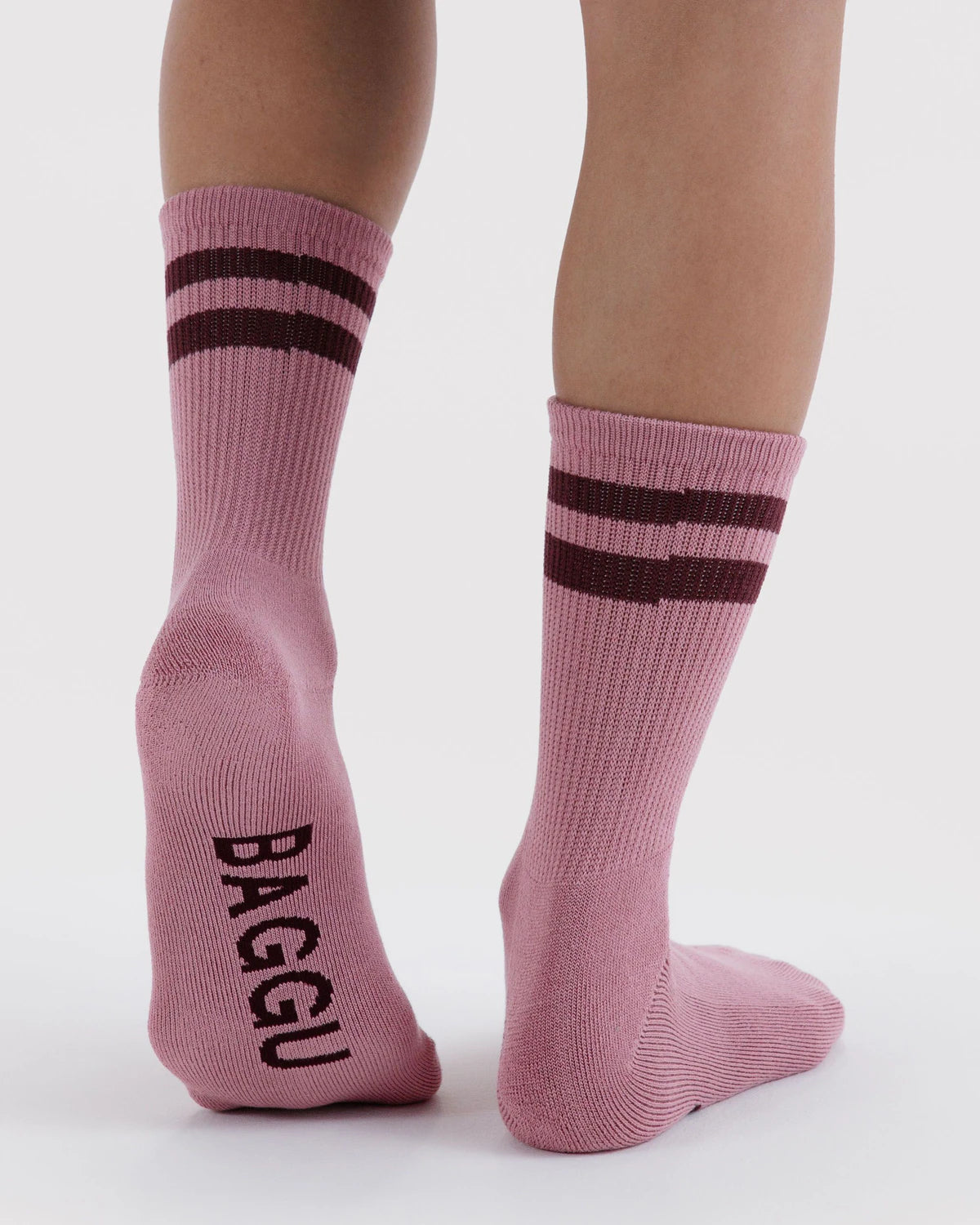 BAGGU - Ribbed Sock Wild Plum Stripe