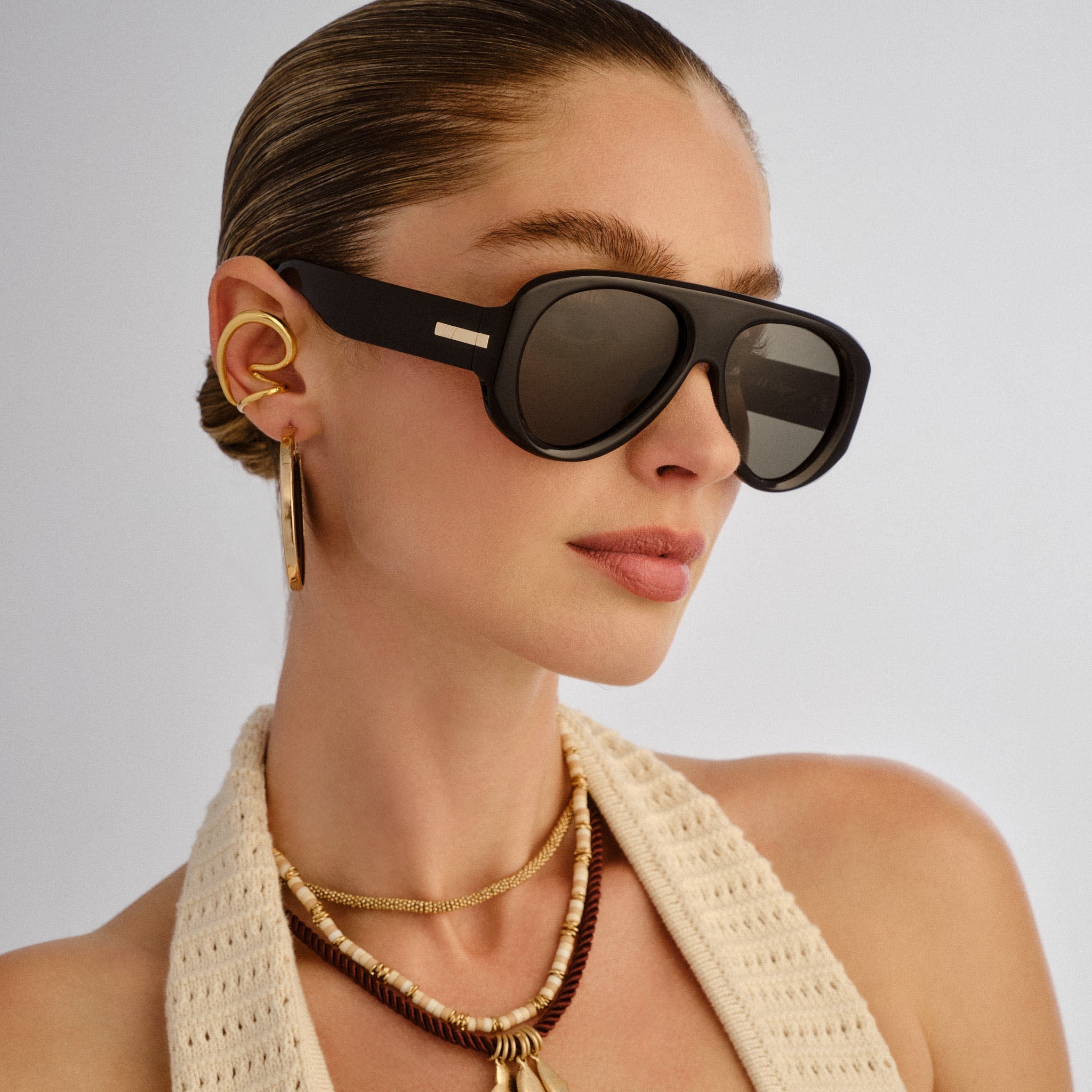 Le Specs Dream Boat Sunglasses Black Khaki Mono