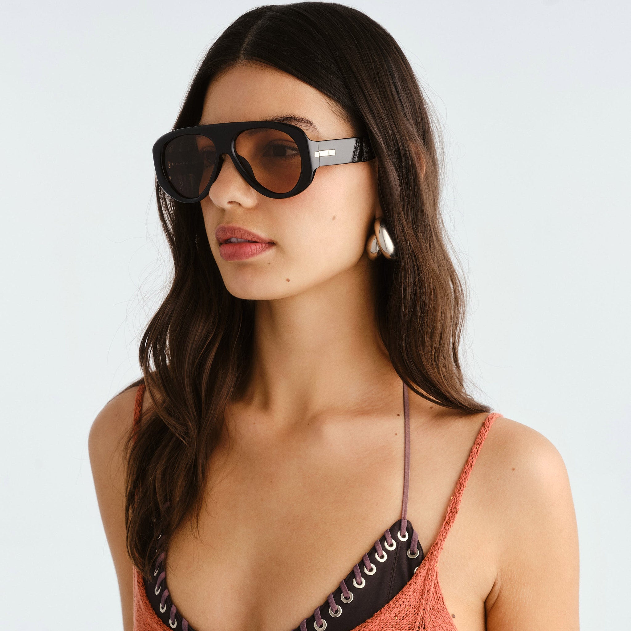 Le Specs Dream Boat Sunglasses Black Tan Tint