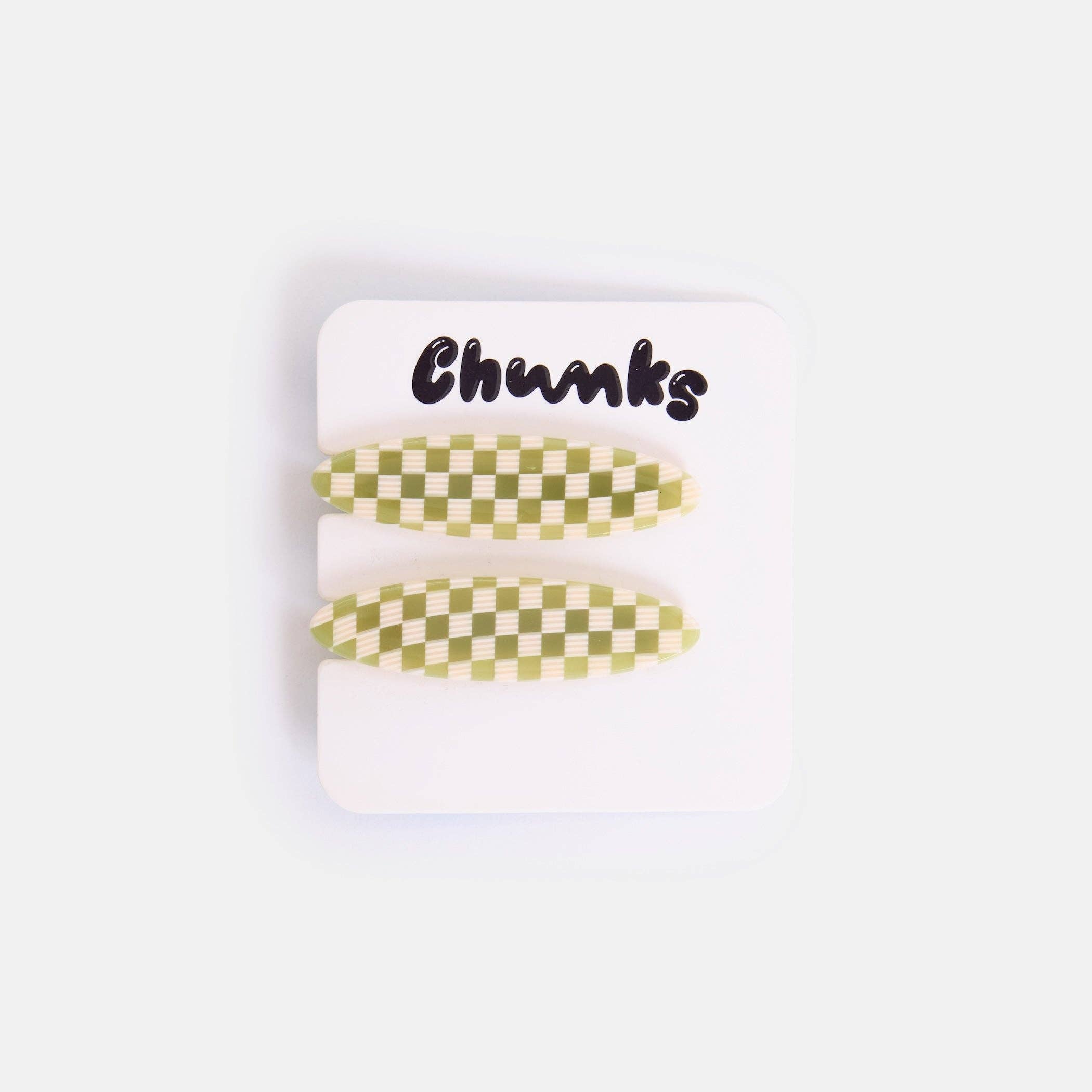 CHUNKS - Allie Clips in Oval Olive Check