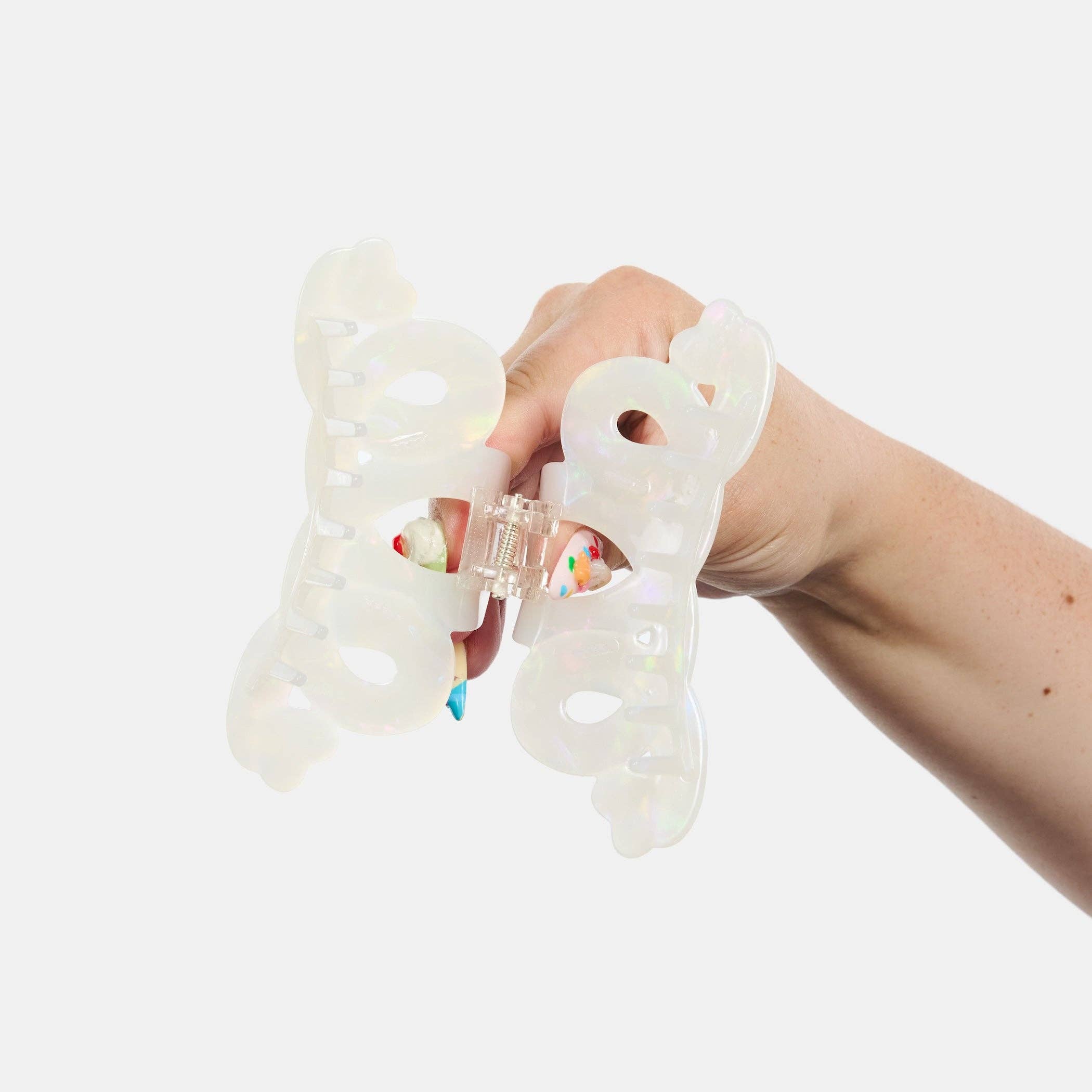 CHUNKS - Large Heart Loop Claw in Opal