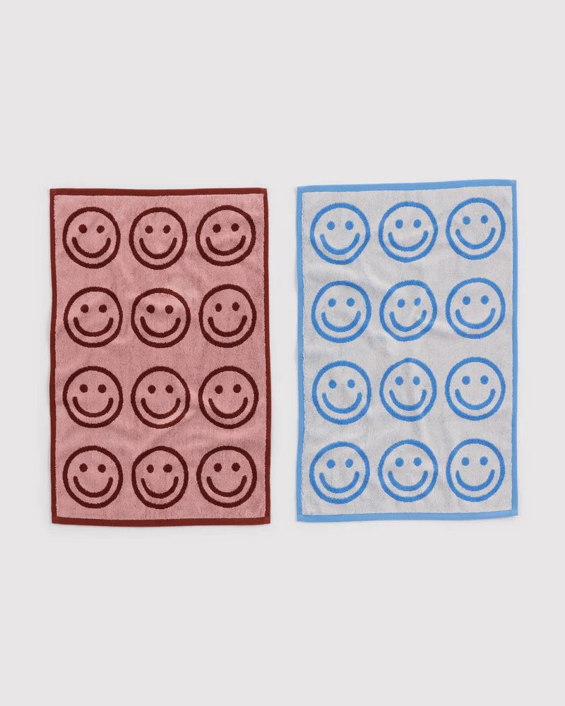 BAGGU - Hand Towel Set of 2 - Sky Blue and Blush Happy