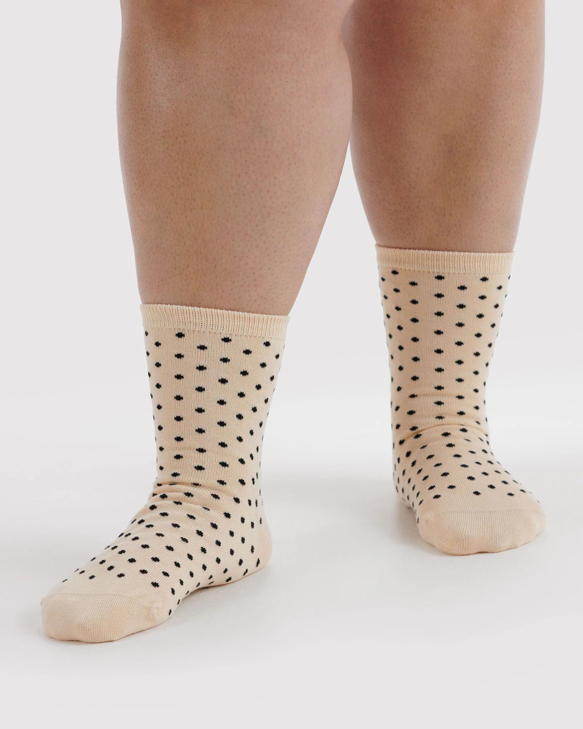 BAGGU Crew Sock Micro Cream and Black Polka Dot