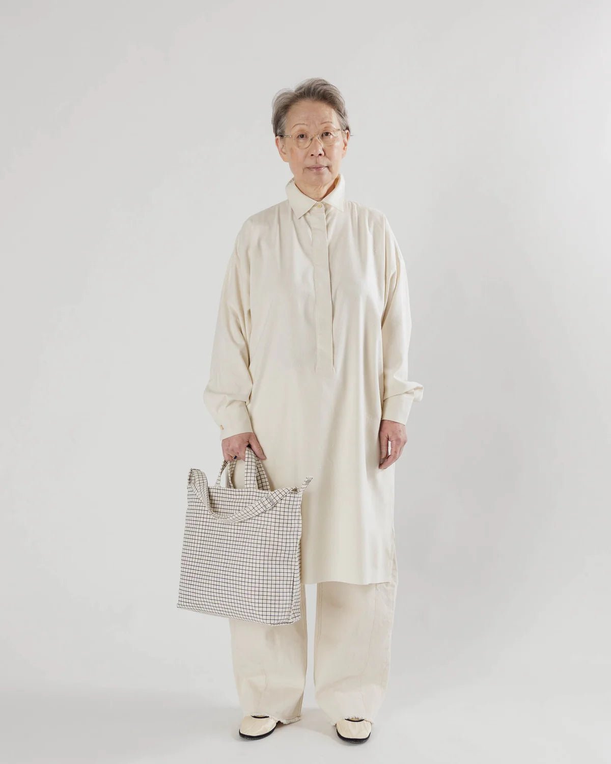 BAGGU - Horizontal Duck Bag Natural Grid