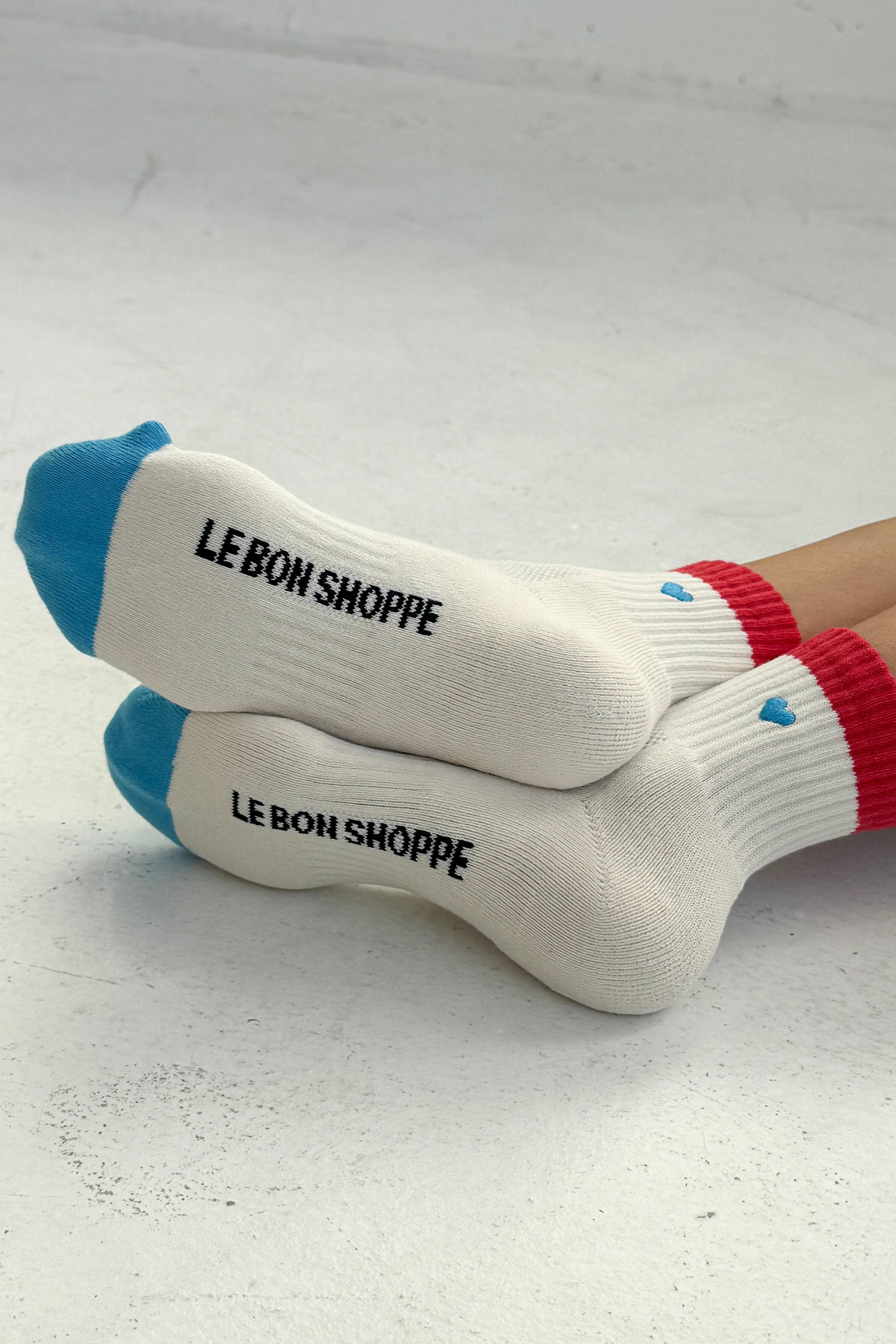 Le Bon Shoppe - Embroidered Color Block Girlfriend Socks (wholesale)