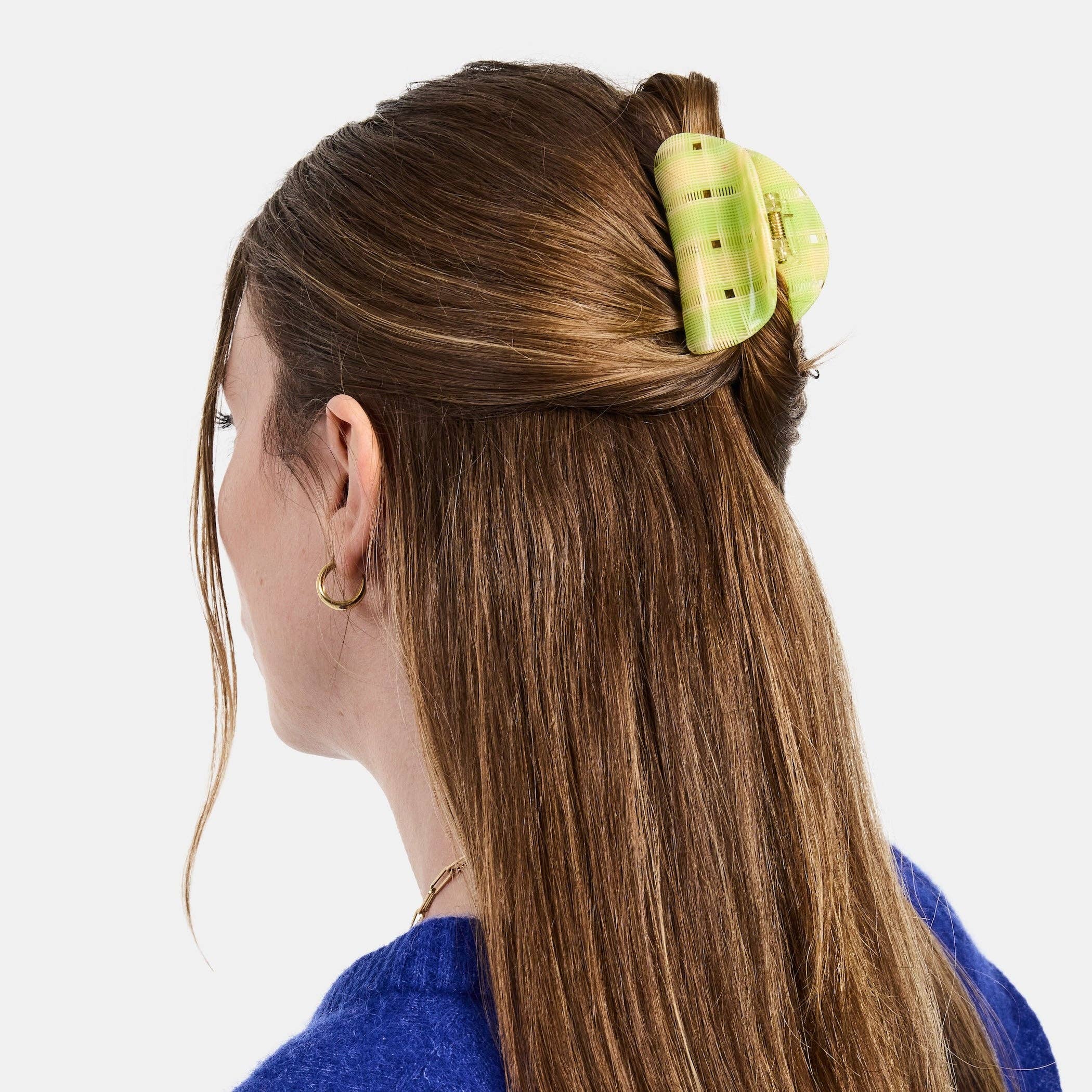 CHUNKS - Juno Claw in Lime + Cream Plaid