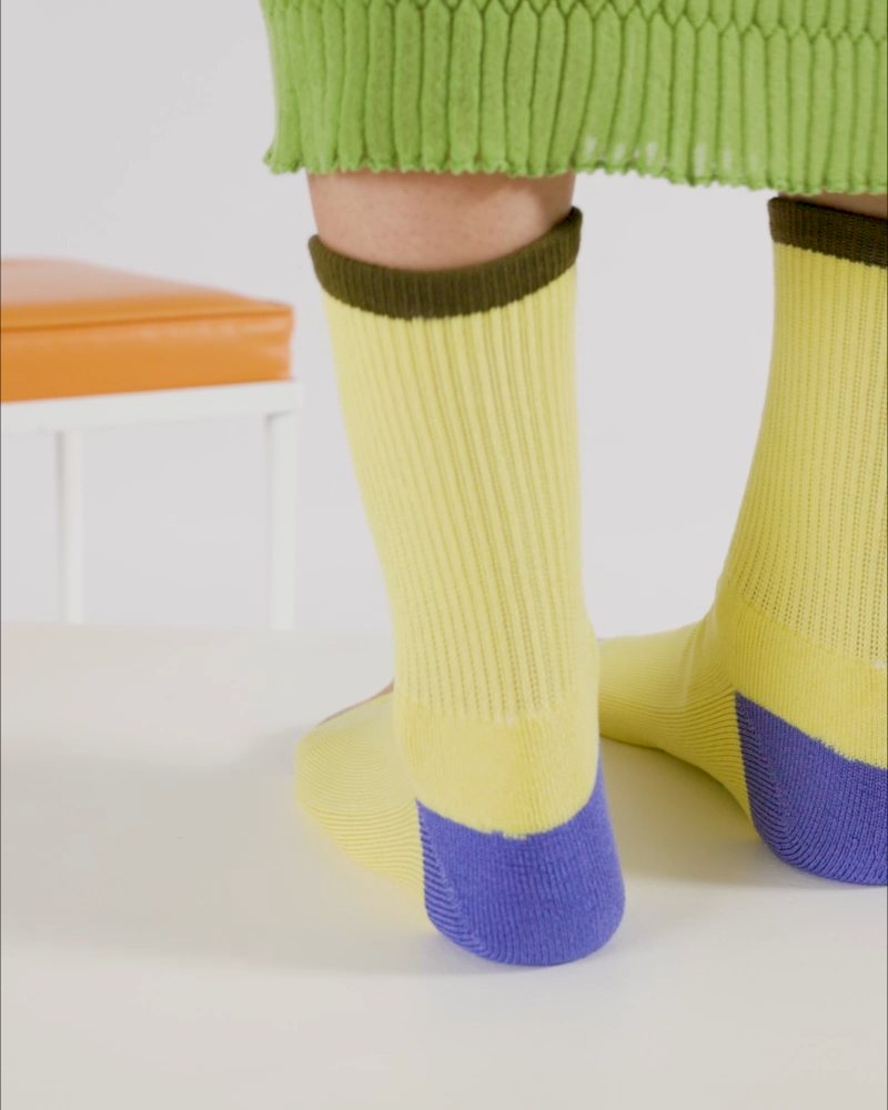 BAGGU - Ribbed Sock - Ivory Stripe