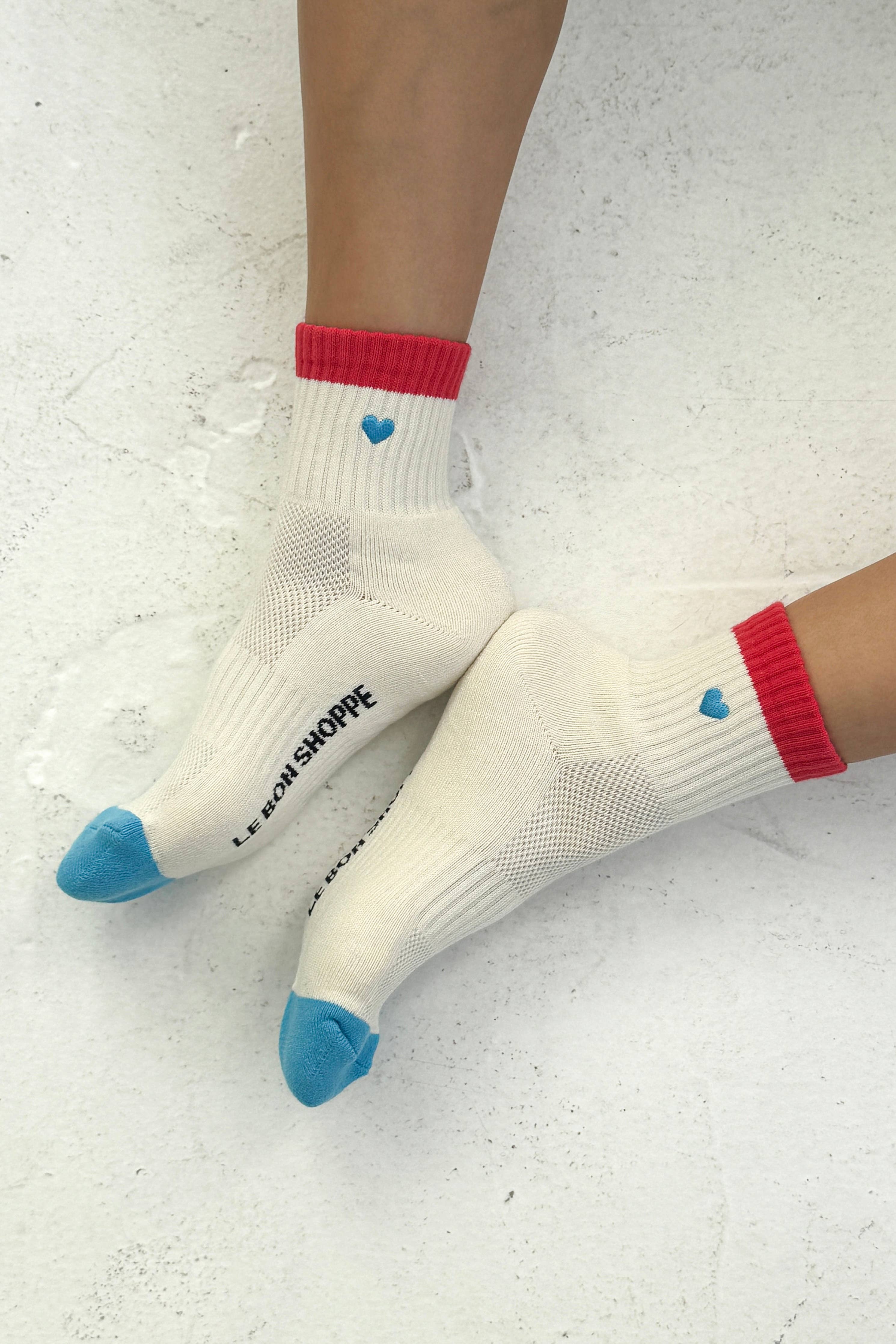 Le Bon Shoppe - Embroidered Color Block Girlfriend Socks (wholesale)