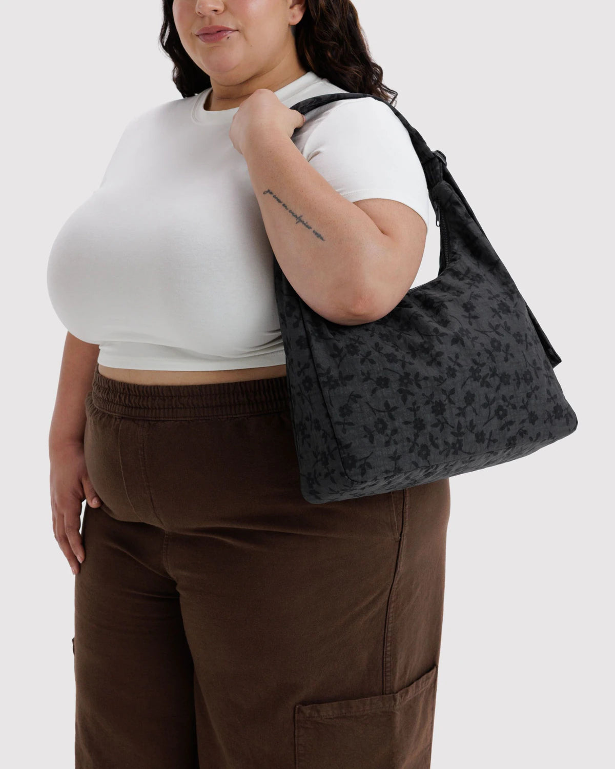 BAGGU - Nylon shoulder bag Charcoal Ditsy Floral