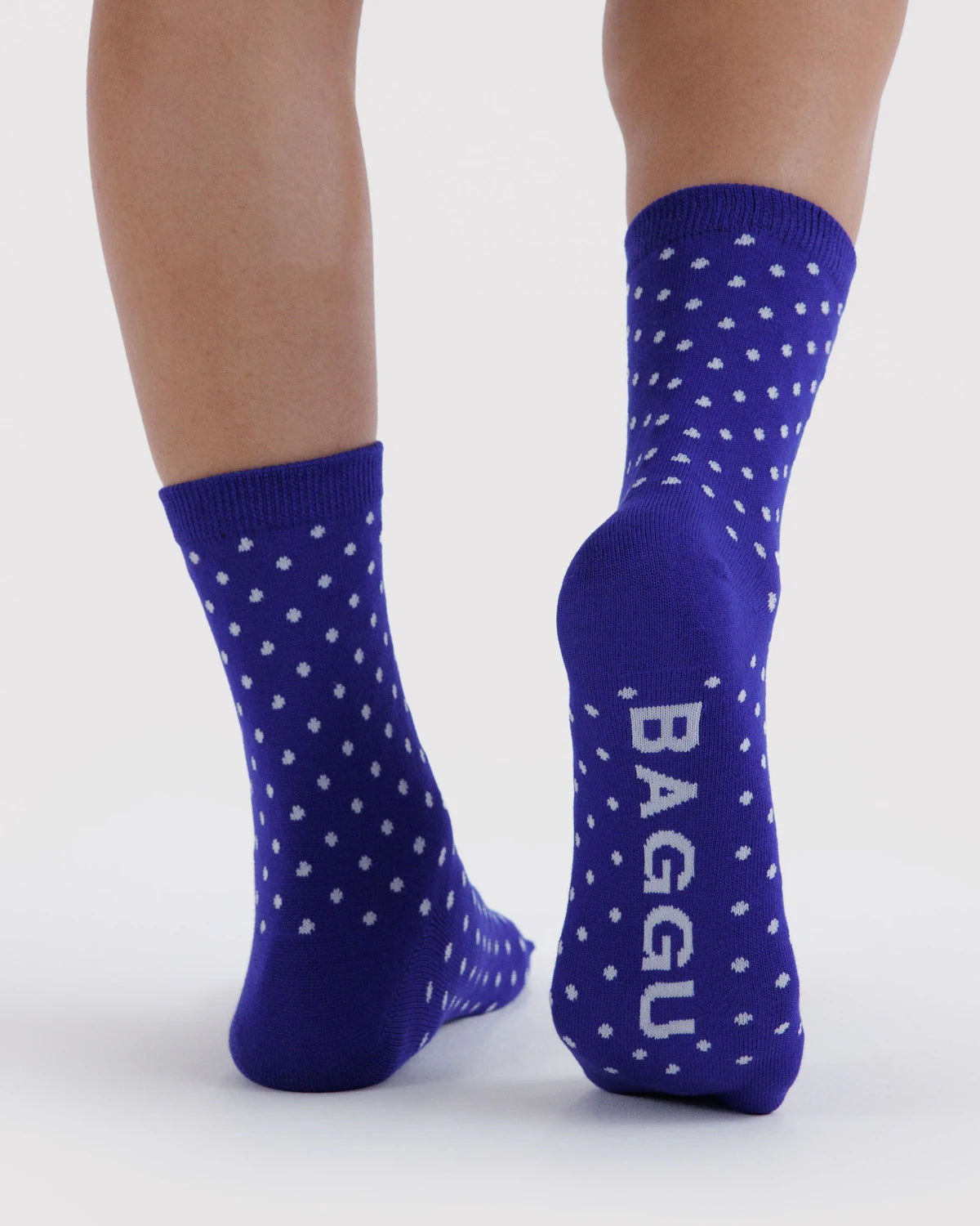 BAGGU Crew Sock Micro Blue and White Polka Dot