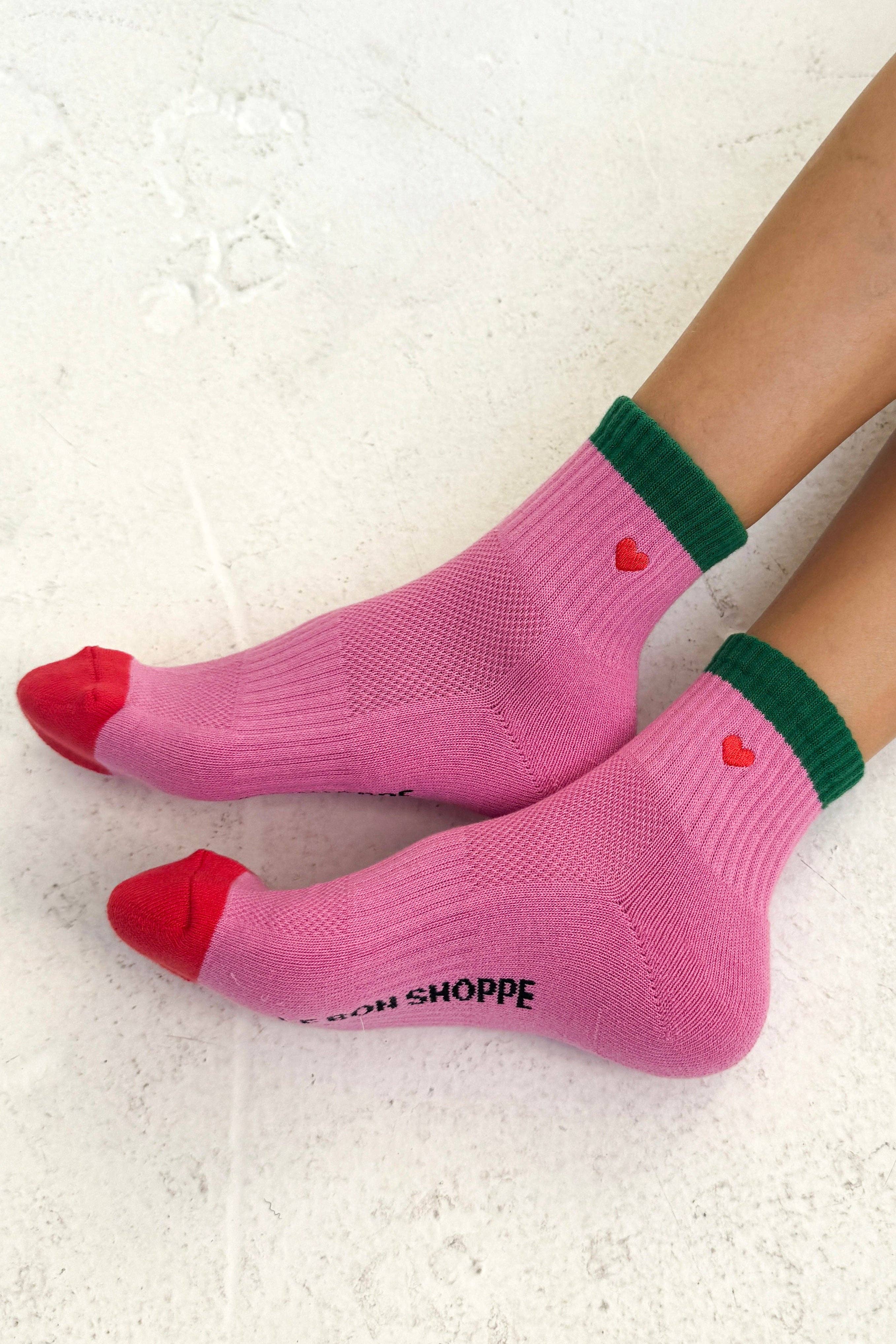 Le Bon Shoppe - Embroidered Color Block Girlfriend Socks (wholesale)