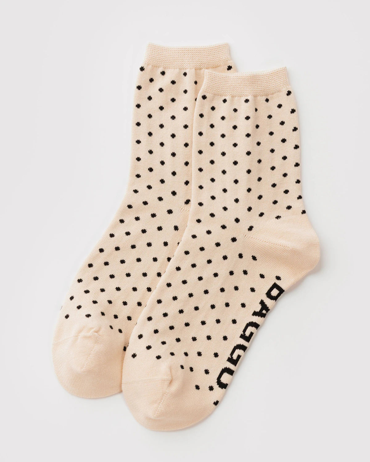 BAGGU Crew Sock Micro Cream and Black Polka Dot
