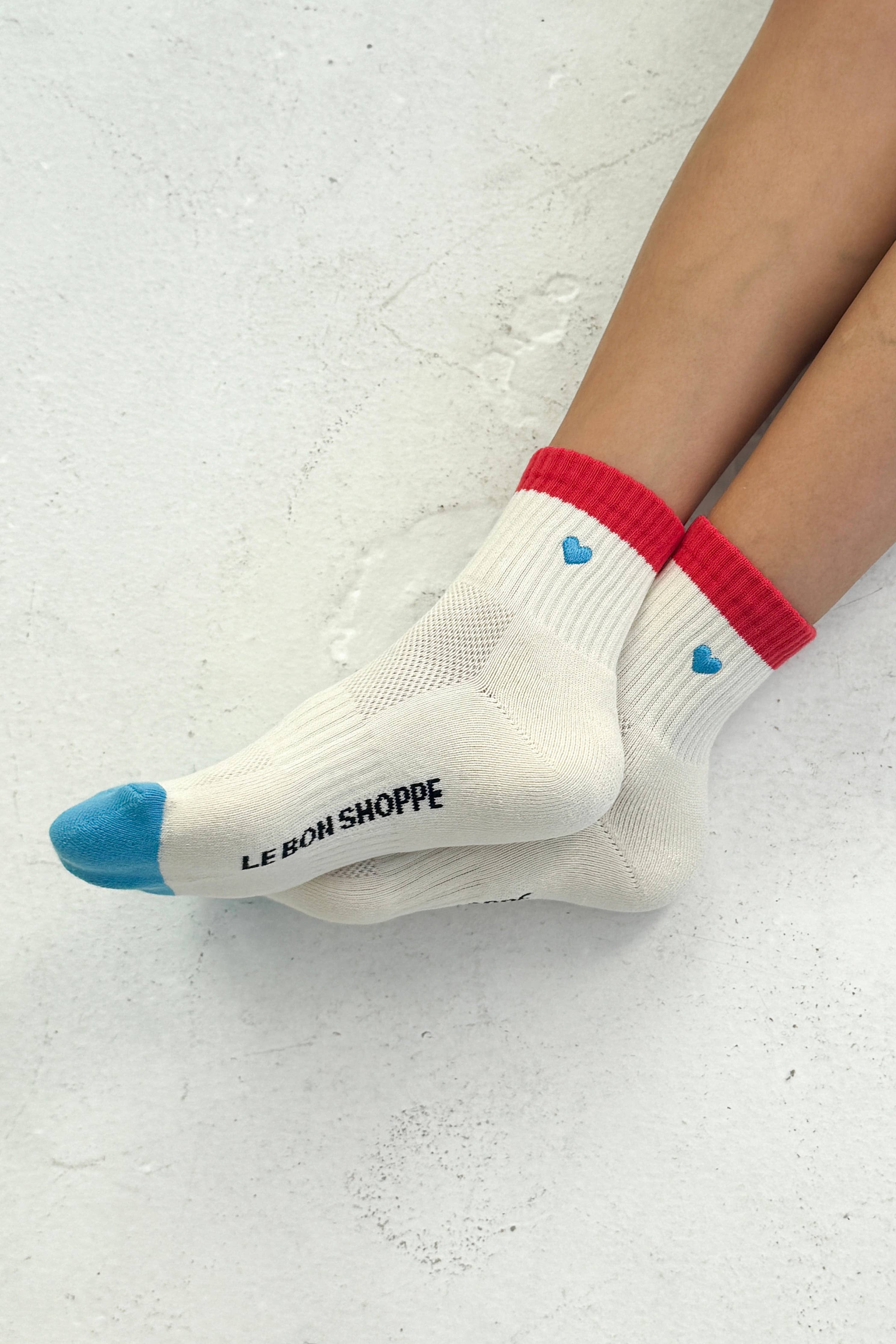 Le Bon Shoppe - Embroidered Color Block Girlfriend Socks (wholesale)