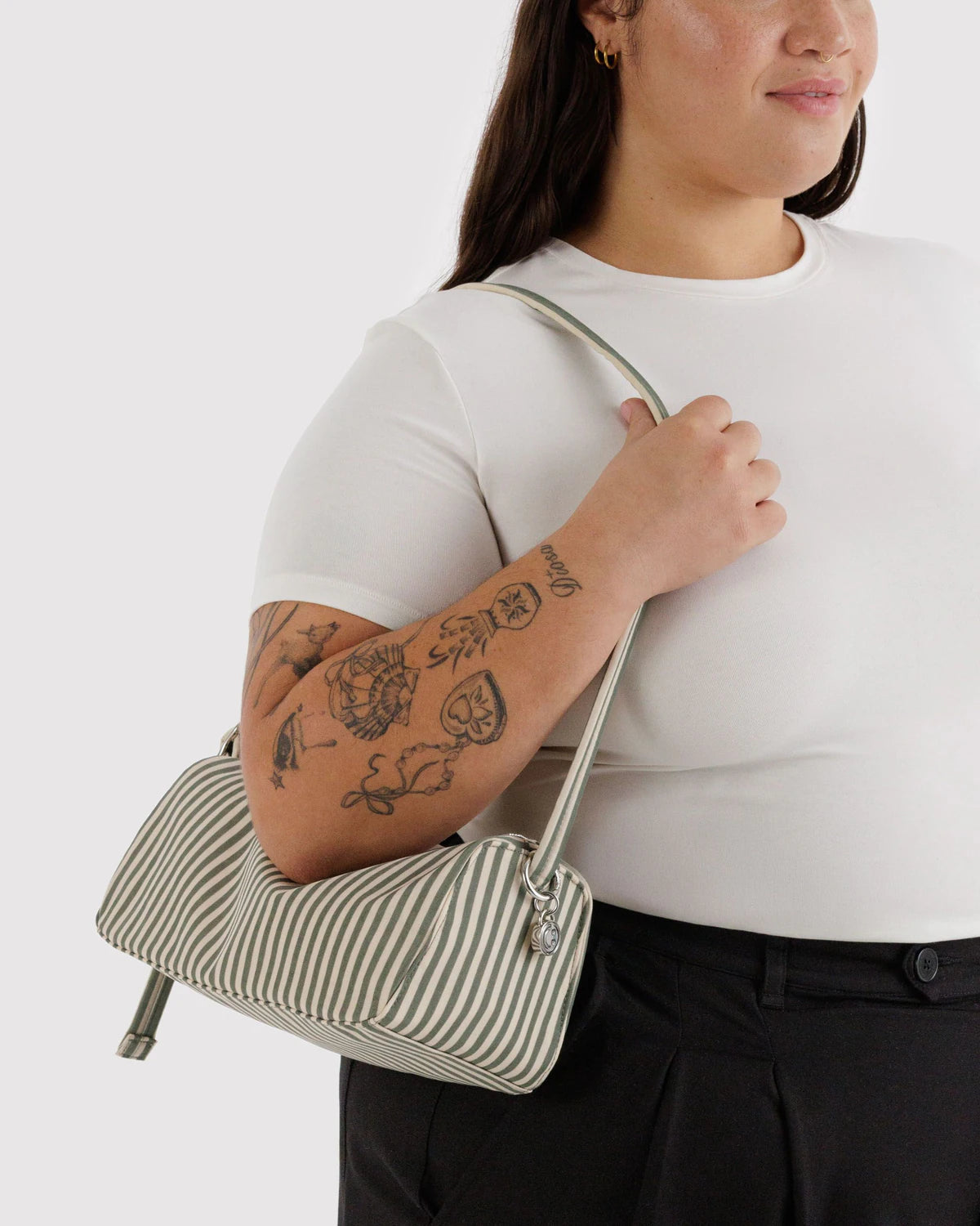 BAGGU - Nylon Loaf Bag Sage Stripe